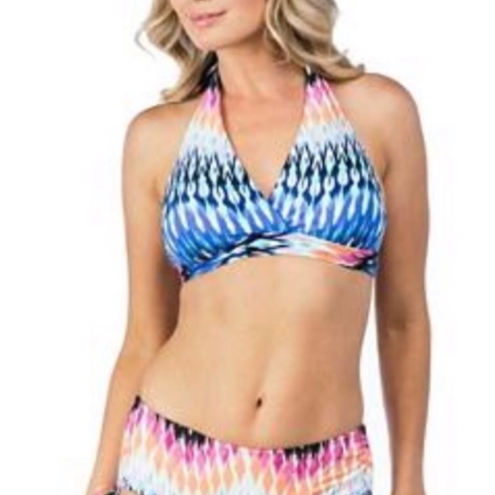 24th & Ocean Ikat Surplice Bikini Top S